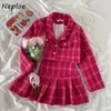 Abito da due pezzi Neploe con la gonna a petrolio a petrolio intagliato Neploe Women Super Short Giacca top ad alta vita Mini gonne a pieghe a pianta femmina 230316 femmina 230316