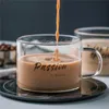Mokken creatieve glazen letter melksap water koffiekopje met handvat transparante mug drinkware minnaars paar kerstcadeaus 500 mlmugs