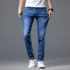 Jeans masculinos Primavera Summer Men Stretch Jeans Fashion Casual Slim Fit Denim Troushers Male Blue Pants Clothing 230316