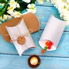 Presentförpackning 50st Candy Box Pillow Shape Kraft Present Box Wedding Party Favor Bag Diy Dekorativa presentförpackningslådor Inslagsvaror 230316