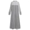 Etnische kleding Abaya Moslim losse shirt Lange jurk voor vrouwen Midden -Oosten Turkije Arabische Islam Femme Kaftan Fashion Striped Casual Maxi