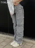 Damesbroeken capris vintage vrachtbroek baggy jeans dames mode 90s streetwear zakken brede been hoge taille rechte y2k denim broek overalls 230314