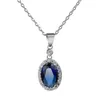 Pendant Necklaces Zircon Clavicle Chain Women Jewelry CZ Custom Rhinestone Necklace Delicacy Blue Gemstone Charms