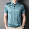 Men's Polos MLSHP Summer Mens Polo Shirts High Quality Short Sleeve Plaid Jacquard Casual Green Male Tops Simple Thin Man Tees 3XL 230316