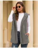 Gilet da donna Inverno Donna Gilet in peluche Cappotto 2023 Autunno Tinta unita Giacca con cappuccio di media lunghezza Fashion Street Cardigan da donna