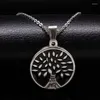 Pendanthalsband Silver Silver Color Tree Of Life Rostfritt stål Halsband för kvinnor Svart emaljkedja Jycken Mors dag Gift N72228BS07