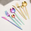 30Pcs Dinnerware Set 304 Stainless Steel Flatware Knife Fork Spoon Kitchen Dinnerware Steak Knives Fruit Cake Forks Tea Spoons BH8471 TYJ