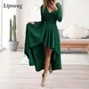 Casual Dresses Women Autumn Fashion Long Sleeve Sexig spets Bodycon V Neck Patchwork Party Elegant Ruffle Design Oregelbunden klänning