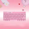 NUOS 64 Keys Pink Keyboard USB Color Backbellyst Wired Office Portable Mini Keypad Phone Holder Gamer Keyboard för Laptop PC