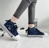 Dress Shoes Women Denim Flat-heel Round Toe Lace-up Skull Metal Decoration High-top Comfortable Fashion Classic Platform Casual Sneakers 230316