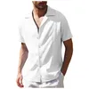 Herren-Freizeithemden, traditionelles kubanisches Guayabera-Hemd mit Camp-Kragen, kurzärmlig, bestickt, Herrenhemden, weich, atmungsaktiv, einfarbig, Strandhemd AA230523