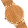 Relojes de pulsera Reloj de pulsera para mujer Hecho a mano Bambú Naturaleza Madera Vestido para mujer Relojes analógicos Correa de cuero genuino Hombres Relogio masculino