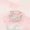 Sparkling CZ Diamond Snake Rings för Pandora Authentic Sterling Silver Wedding Party Jewelry For Women Girlvän present Designer Ring med originalboxuppsättning