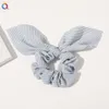 كوريا لطيف أرنب الأذن الشريط مخطط حبل الشعر Scrunchies مطاطا العصابات الشعر العلاقات حبل العصابات ذيل حصان الفرقة إكسسوارات الشعر 1946