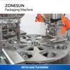 ZONESUN ZS-FS600 Automatic Filling Sealing Machine Cup Ice Cream Yogurt CartonTub Peanut Butter Dip Sauce Turntable Line