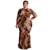 Plus Size Dresses Autumn Women Party Long Sleeve Turtleneck Elegant Floor Length Sexy Empire Bag Hip Polyester 230307