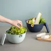 Vegetable Drain Basket Tools 2L Minimalist Style Vegetable Fruit Washing Bowl Kitchen Plastic Drain Basket H23-31