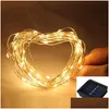 LED -snaren 10m 100 Solar Lamps Copper Wire Fairy String Patio Lights 33ft Waterdichte Outdoor Garden Kerstmis Wedding Party Decorat Dhafq