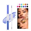 Handaiyan eye-liner liquide noir eye-liner coloré 2 en 1 mat et chatoyant 12 couleurs éblouissantes scintillantes minces imperméables durables faciles à porter maquillage longue durée