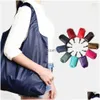 Shopping Bags Shop 1Pc Portable Reusable Bag Oxford Washed Solid Color Grocery Purse Foldable Waterproof Ripstop Shoder Handbag Drop Dhvrl