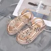 Sandals Baby Girl Sandals Crystal Bling Diamond Flower Princess Dance Shoes Summer Small Big Kids Party Shoes1-3-4-6-7-12 Years Old 230316