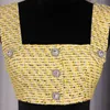 Рабочие платья S-xl Высококачественная Spring 2023 Custom Sequined Tweed Cabry Button Clim Tube Top Sbir