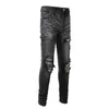 Mäns jeans Ny ankomst Men Bla oroliga skinny Stretch Streetwear Tie Dye Bandana Patchwork Droyed Slim Fit Denim Jeans Pants Z0315