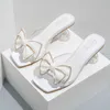 Fashion Women Pumps Shoes Crystal High Heels Ladies Sandals Butterfly Knot Female Casual Outdoor Slides Slippers Big Size 0316