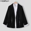 Abiti da uomo Blazer 2023 Uomo Blazer Mesh Patchwork Risvolto Manica lunga See Through Casual Streetwear One Button Fashion Giacche sottili INCERUN