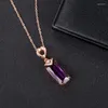 Pendant Necklaces Elegant Rectangle Shaped Imitation Amethyst Crystal Zircon For Women Wedding Engagement Party Jewelry Gifts