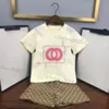 Luxury designer Clothing Sets kids T-shirt Milky yellow monogrammed shortst fashion British fashion brand summer childrens treasures and girls cotton two-piece