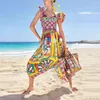 Casual Dresses High Quality S-XL 2023 Summer Fashion Novelty Samurai Carriage Print ärmlöst rör Topp Slim Temperament Woman Dress
