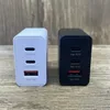 Adaptador de carregador super rápido 65W Carregamento rápido 3ports USB C Cobes de celular Cubos PD Power Cube para Samsung S22 UE UK Plug com caixa