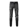 Mäns jeans Ny ankomst Men Bla oroliga skinny Stretch Streetwear Tie Dye Bandana Patchwork Droyed Slim Fit Denim Jeans Pants Z0315