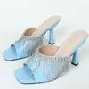 Crystal Ladies High Heels Sandaler Slip On Fringe Female Casual Outdoor Slippers Slides Rhinestones Pumps Shoes For Women 0316