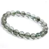 STRAND 8MM Echte Brazilië Natuurlijke groene gerutileerde kwarts Crystal Stretch Round Bead -armbanden voor vrouwen