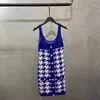 Designer de robes décontractées Thousand Bird Checker Waist Knitted Sling Dress NLQX