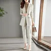 Women's Suits Blazers High Quality Fabric Autumn Winter Women Business Suits Professional Office Ladies Work Wear Pantsuits Blazers Trousers Set 230316