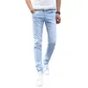 Hommes Jeans Hommes Stretch Skinny Jeans Homme Marque Designer Super Élastique Pantalon Droit Slim Fit Mode Bleu Ciel 230316