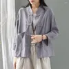 민족 의류 2023 개선 된 Cheongam Cotton Linen Retro Chinese 접시 버클과 코트 느슨한 캐주얼 여성 스타일 블라우스 S42