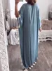 Casual Dresses Casual Bohemian Loose Tassel Ruffer Long Dress Short Sleeve Beach Dress 2023 Summer Muslim Moroccan Kaftan Maxi Dress A1384 W0315