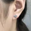 Stud Earrings S925 Sterling Silver Tribal Heart Fashion Vintage Punk Jewelry High Quality