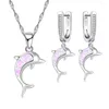 Necklace Earrings Set Women Jewelry Dolphin Animal Opal Earring For Christmas Gift Charms Accessories