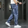 Jeans da uomo 42 44 Jeans taglie forti Pantaloni denim da uomo Pantaloni jeans dritti larghi Pantaloni causali moda Pantaloni maschili di grandi dimensioni 230316