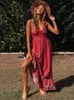 Sukienki swobodne 2023 Summer Maxi boho sukienki kobiety elegancka kwiecista sukienka damskie kwiat spaghetti pasek wakacyjny bohemian imprezowy sukienka dla kobiet W0315