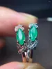 Cluster-Ringe, Blume, natürlicher Smaragd-Ring, 925er Sterlingsilber, 3,6 mm, Edelstein, feiner Schmuck