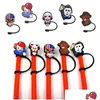 Conseguir os canudos rápidos DHS Halloween filme horrível Tumbler ST Topper Sile Mold Charms Splash Proof Dust Plug Decorativo 8mm Enviro Dh8ck