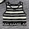 Vrouwen gestreepte tanktop breisels t shirts letter badge sportvest mouwloze dames casual slanke tanks tees kleding