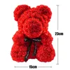 Flores decorativas Teddy Rose Bear 25cm Artificial com Light Box Girlfriendsary Annisterário Natal Valentines Gift Wedding Birthd