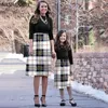 Familie matching outfits Nashakaite kerstfamilie look Moeder en dochter jurk patchwork plaid jurken mama en dochter gelijke mama en ik kleren 230316